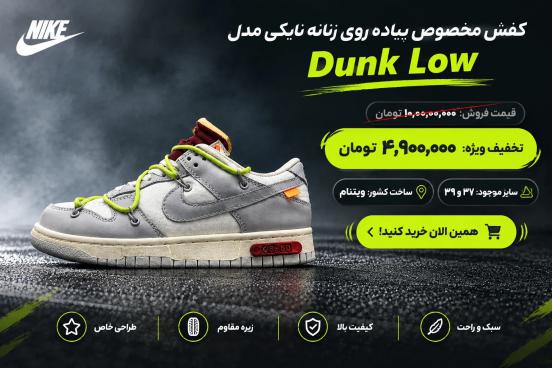 کفش مخصوص پیاده روی زنانه نایکی مدلDunk Low -11620