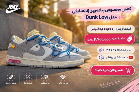 کفش مخصوص پیاده روی زنانه نایکی مدلDunk Low -11619